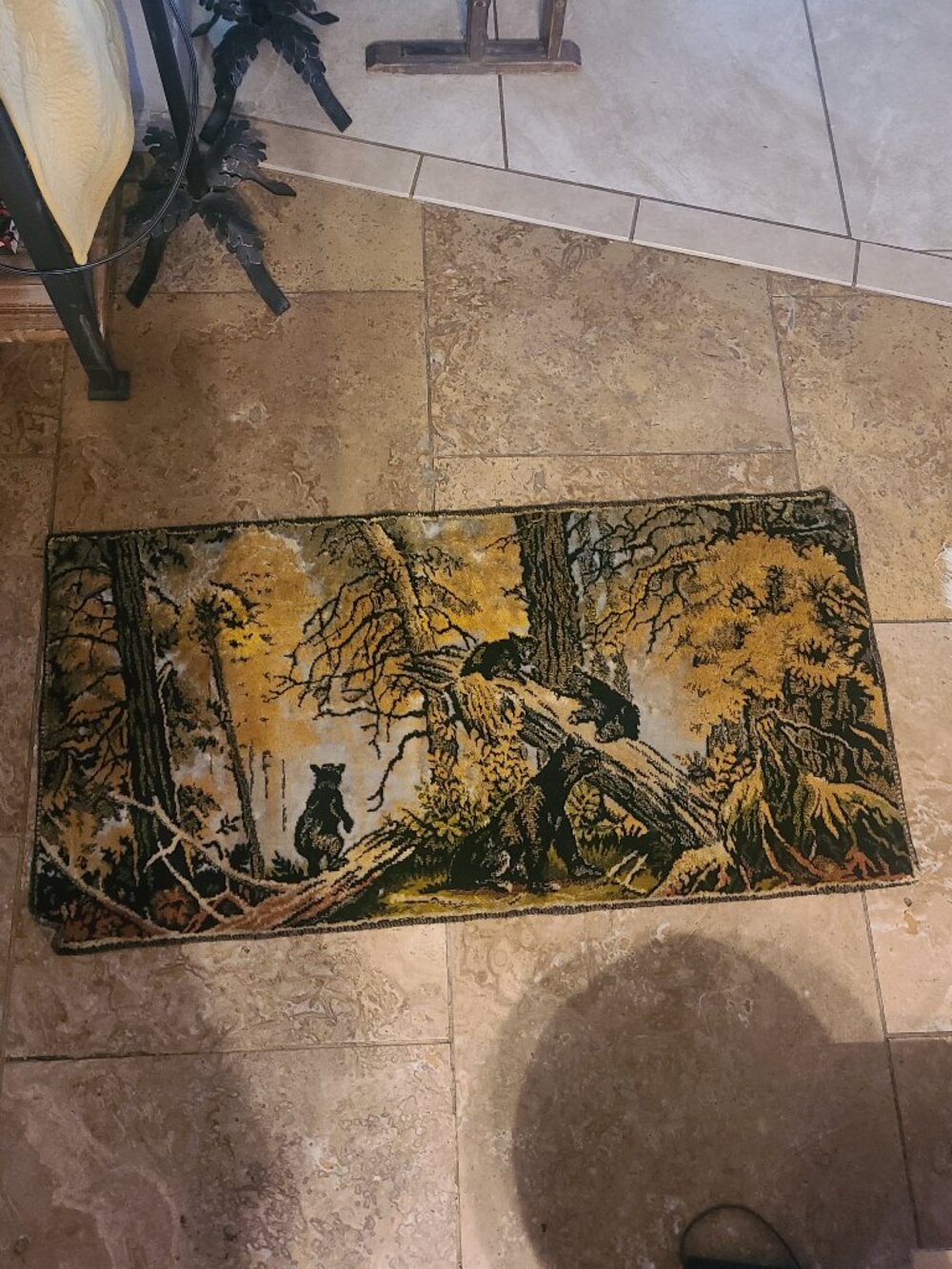 VTG Wall Hanging Tapestry Black Bear and Baby Cubs Cabin Rustic 39.5" x 19"
